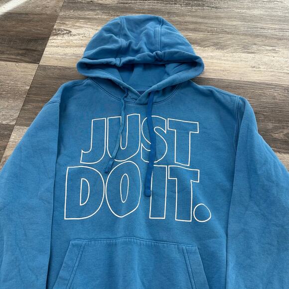 Nike Sportswear Just Do It Spellout Slogan Blue Men S Pullover Hoodie Athleisure - Picture 1 of 9